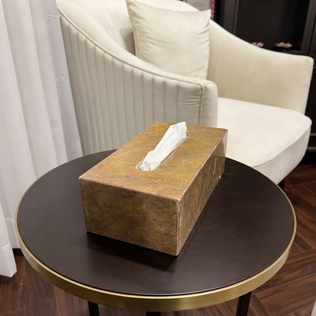 Siena Gold Marble Tissue Box