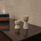 Travertine Hourglass Candle Holders (Set of 2)