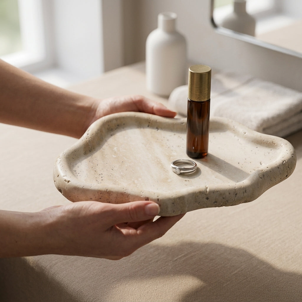 Handmade Travertine Jewelry Tray
