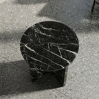 Architectural X-Base Round Marble Side Table