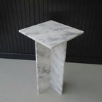 Marwood Architectural T-Base Square Marble Side Table